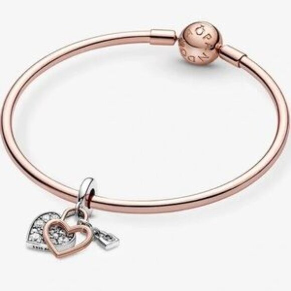 Pandora Two-Tone Heart Lock Charm - Picture 4 of 5